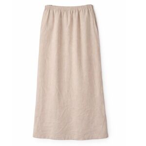 Minimalist Linen Maxi Skirt Neutral Elastic Waist Coastal Capsule Women M